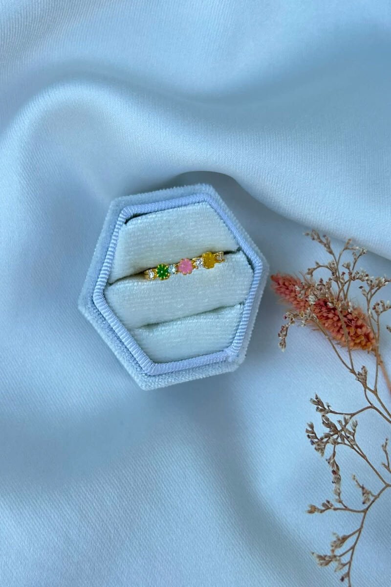 Renkli Çiçek Minimal Model Yüzük