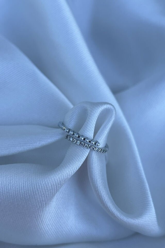 İnci Detaylı Minimal Model Yüzük (silver)