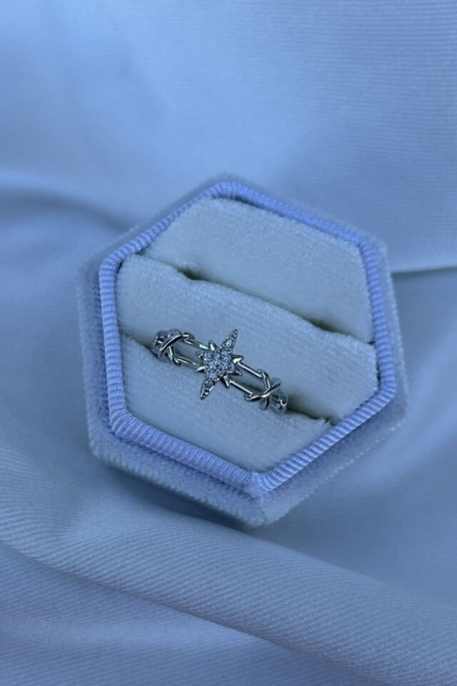 Taşlı Kutup Yıldızı Model Yüzük (silver)