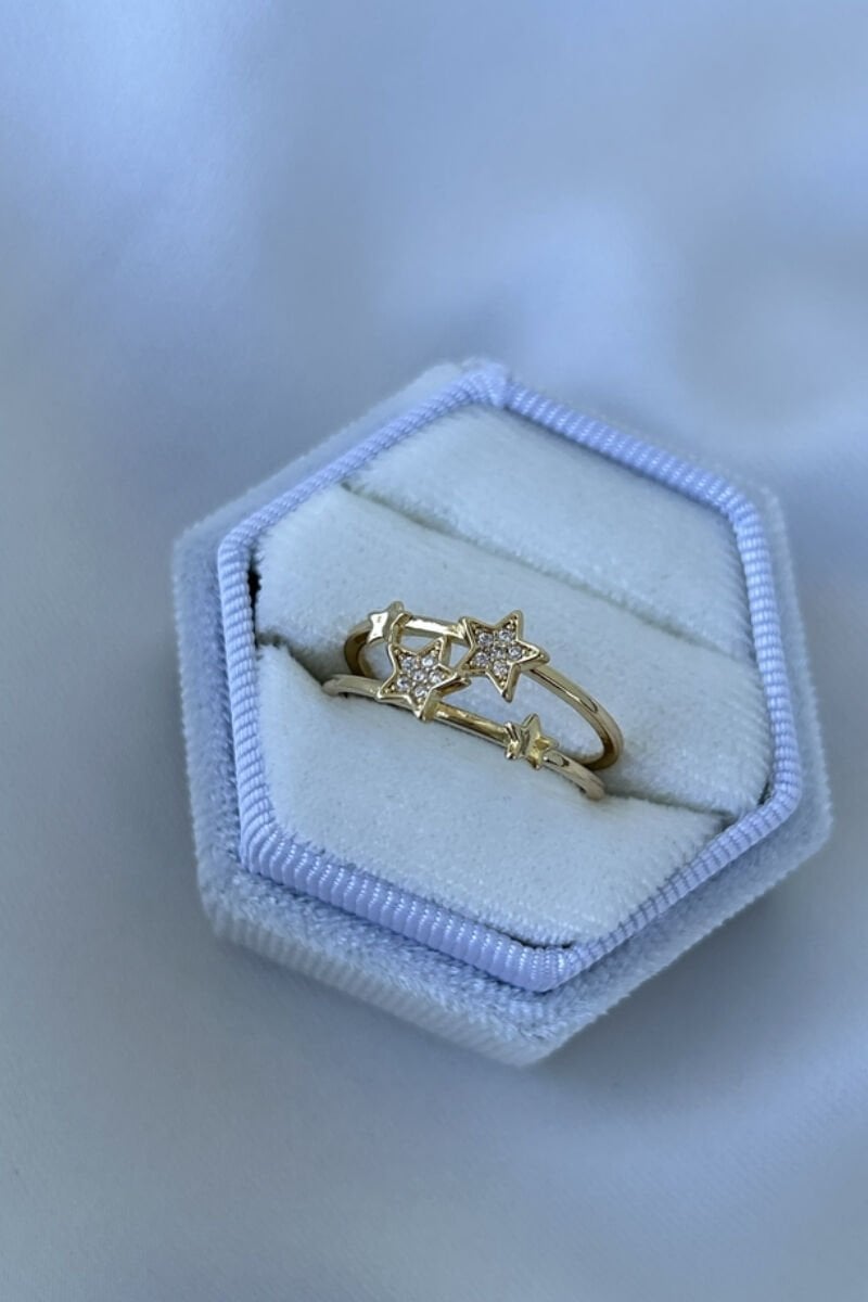 Çoklu Görümüm Yıldız Detaylı Tasarım Yüzük