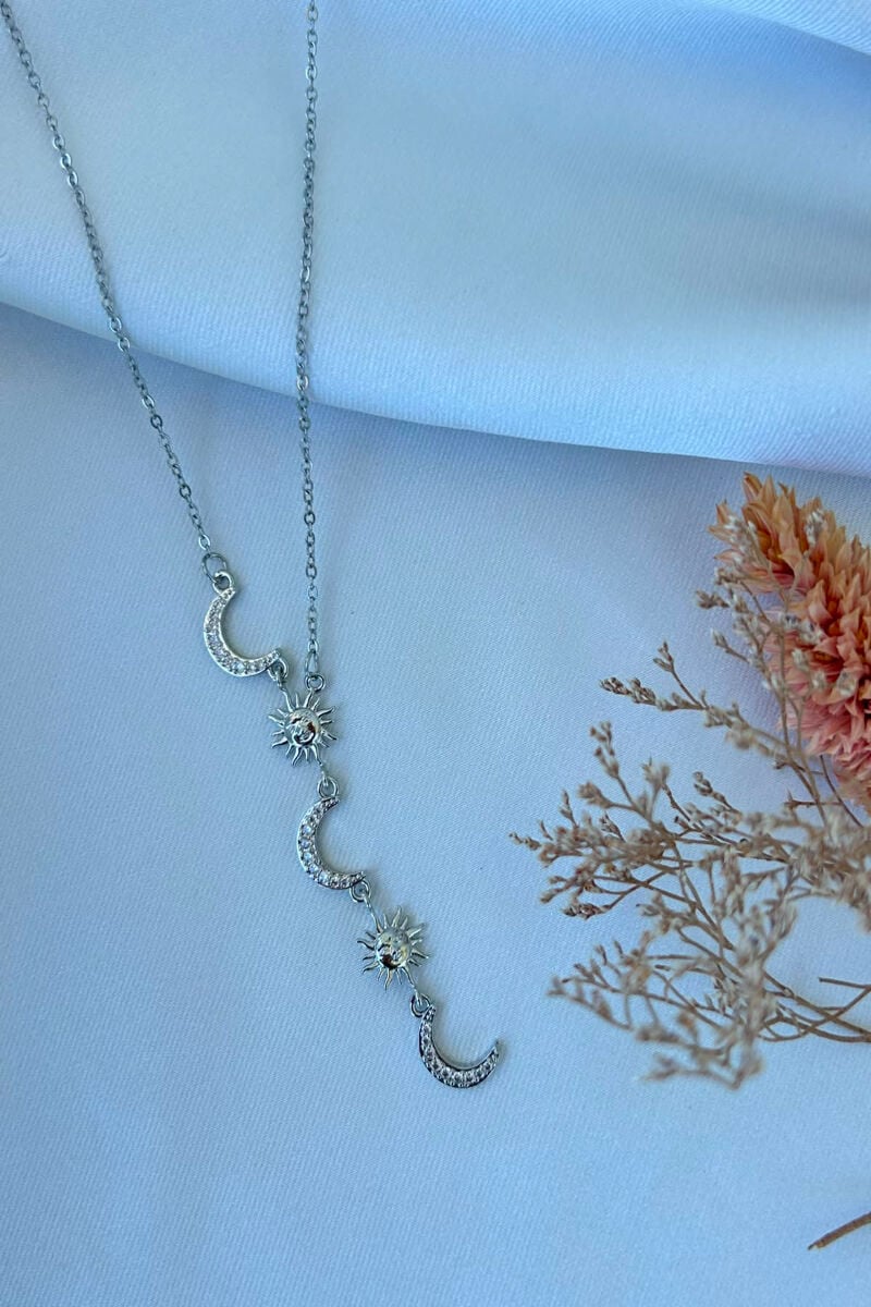 Güneş Ve Ay Model Tasarım Kolye(silver)