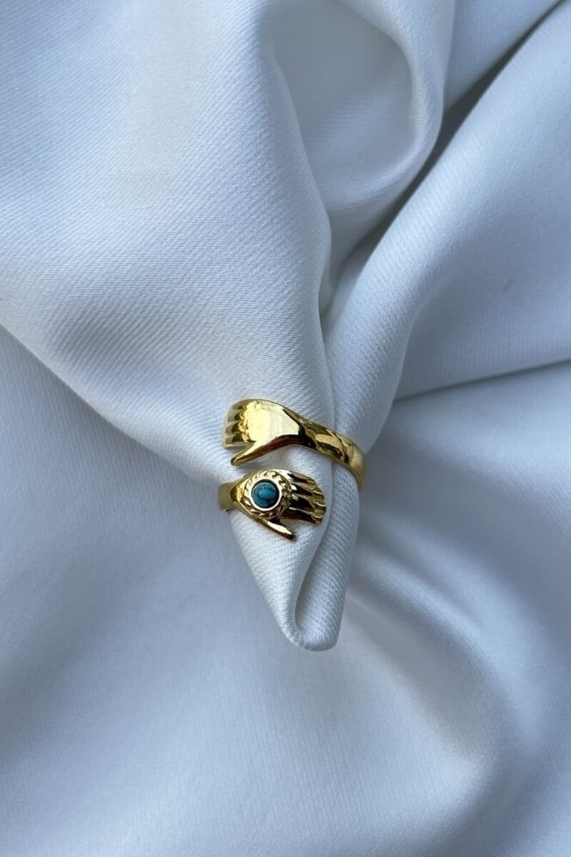 Firuze Taş Detaylı El Model Yüzük