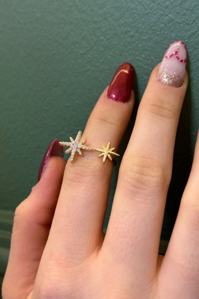 İkili Kutup Yıldızı Tasarım Yüzük