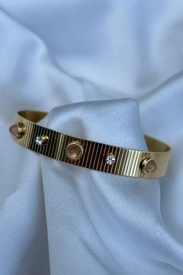 Pembe Taş Detaylı Etnik Model Bileklik