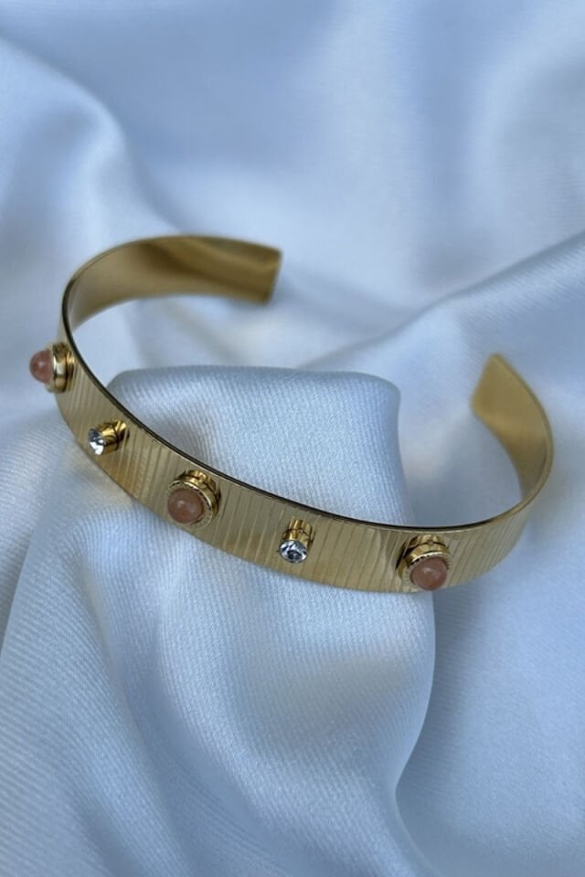 Pembe Taş Detaylı Etnik Model Bileklik