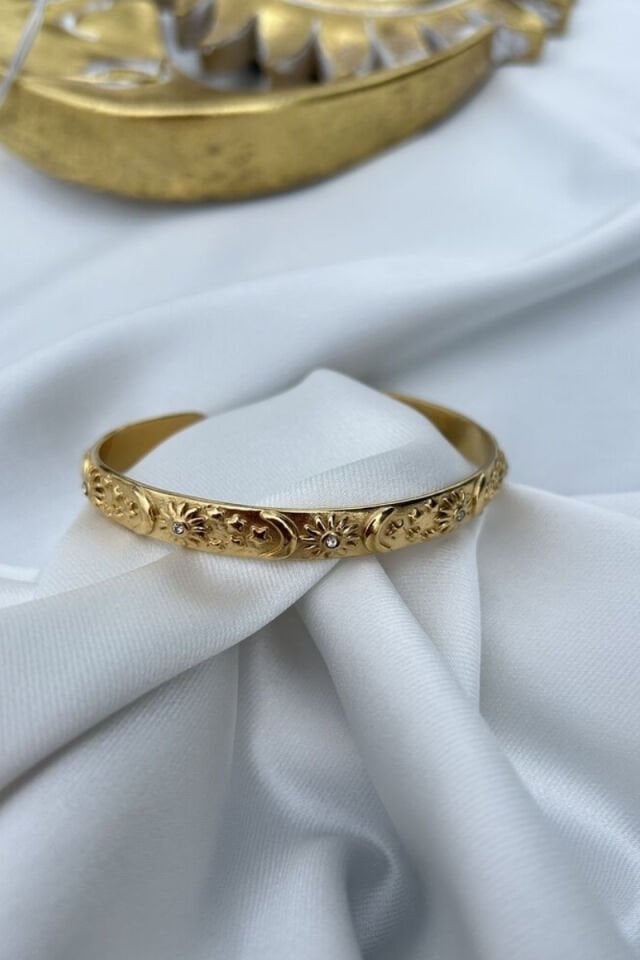 Kristal Taş Detaylı Tasarım Ay ve Güneş Detaylı Bileklik