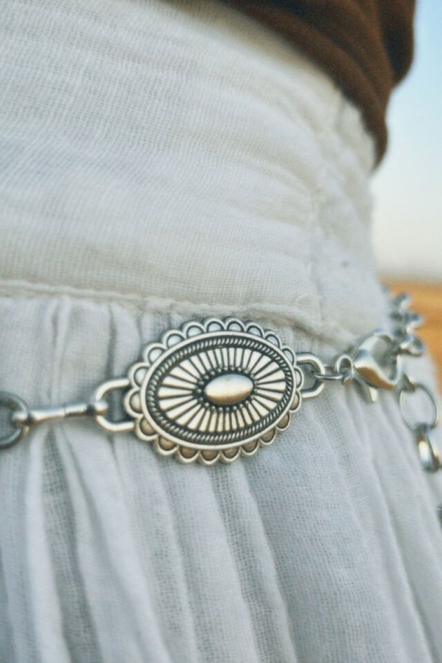Bohem Model Oval Desenli Metal Kemer (silver)
