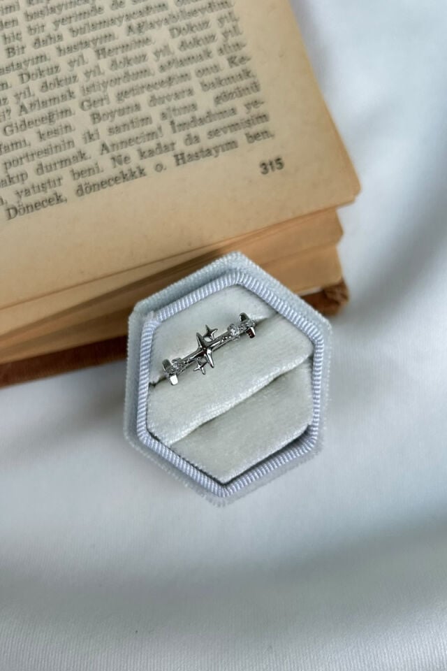 Yıldız Detaylı Tasarım Model Yüzük(silver)