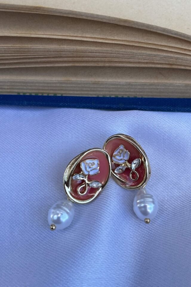 İnci Detaylı Gül Model Sanat Küpe