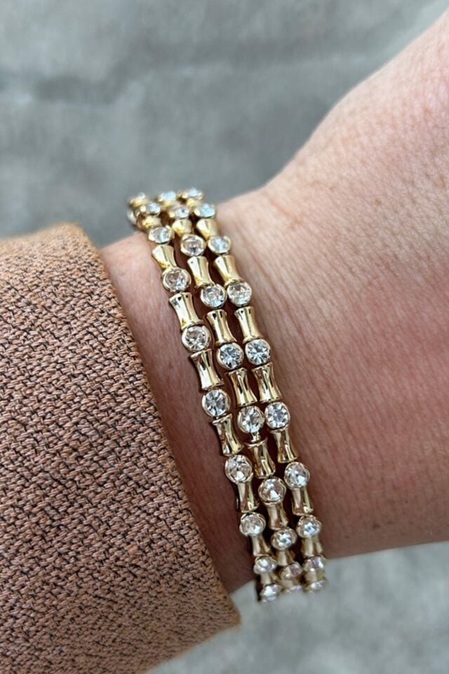 Üçlü Birleşik Kristal Taş Kemik Model Bileklik