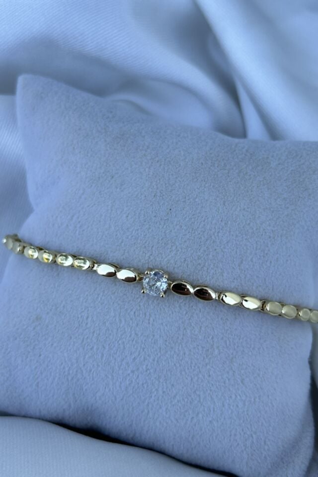 Kristal Tek Taş Detaylı Arpa Model Bileklik