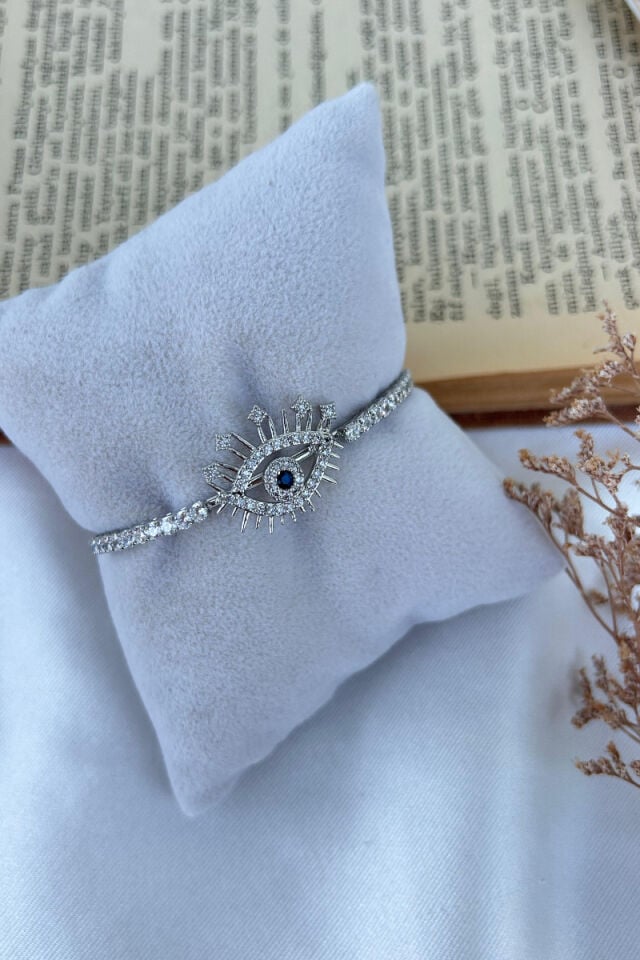 Taşlı Göz Model Bileklik(silver)