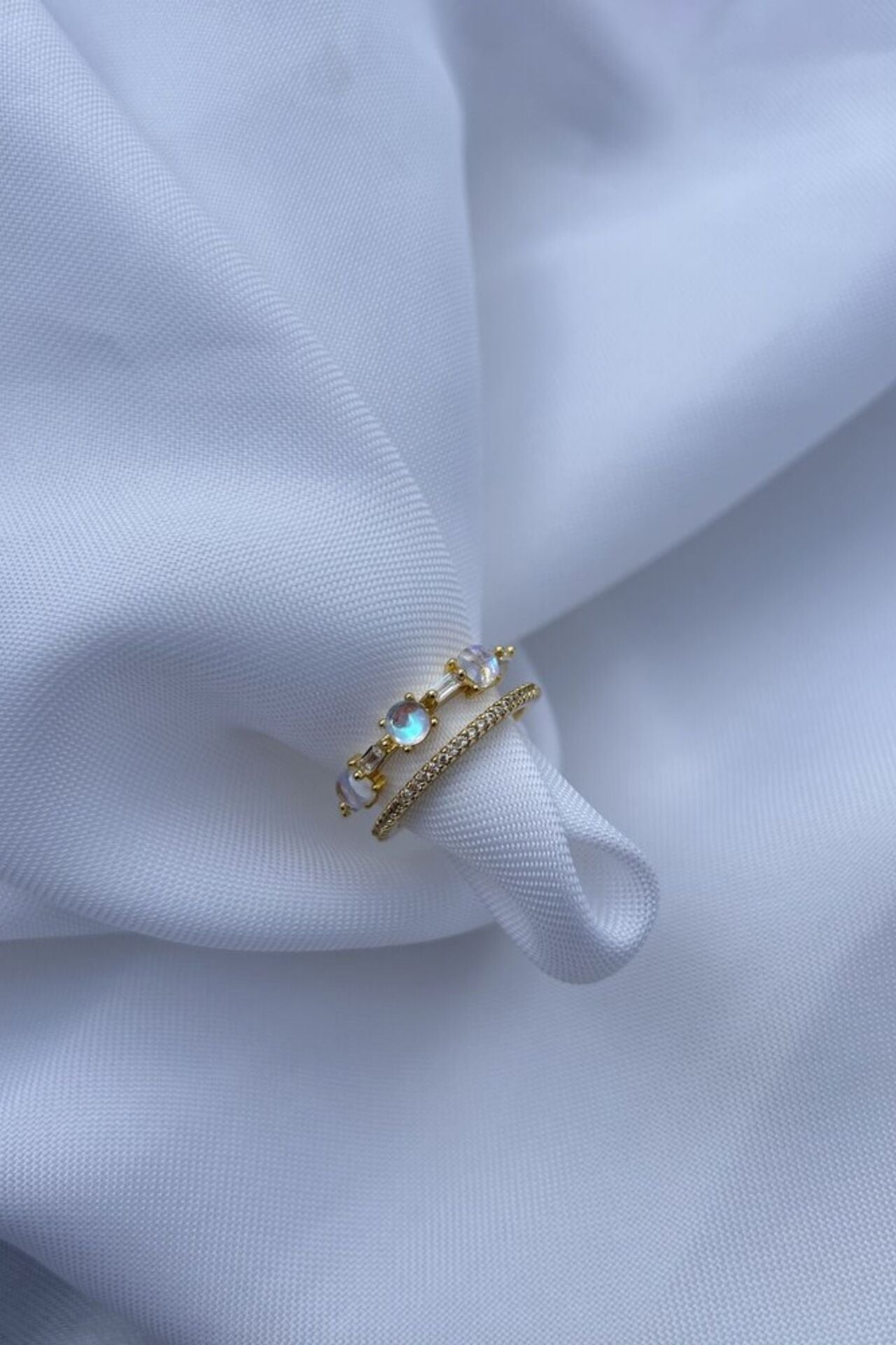 İkili Model Sedefli Taş Detaylı Tasarım Yüzük