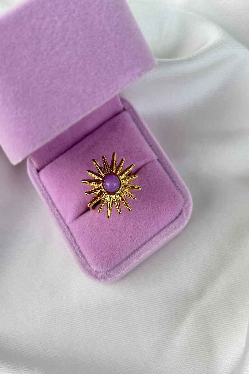Pembe Taş Güneş Model Yüzük