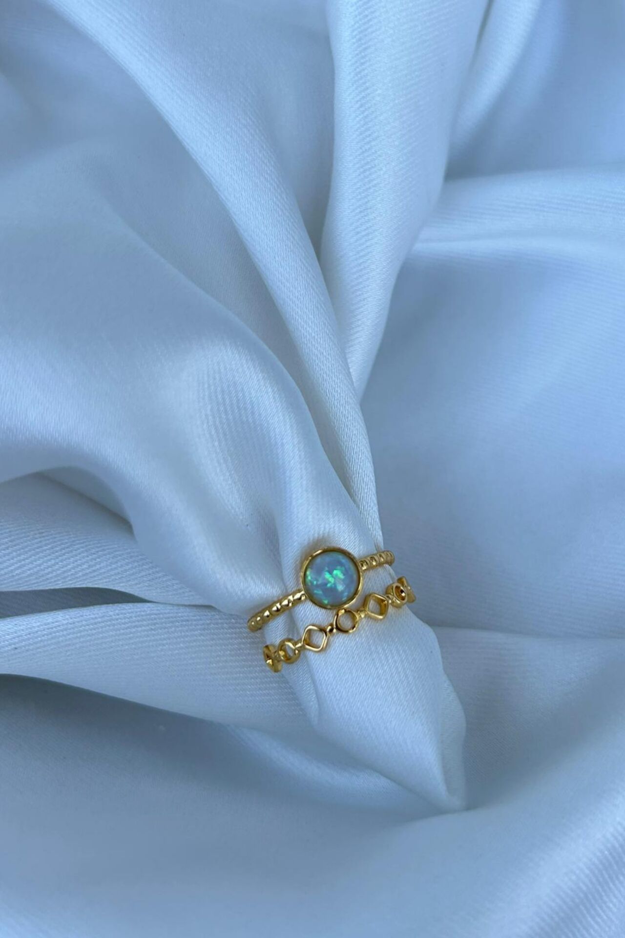 İkili Opal Taş Tasarım Model Yüzük