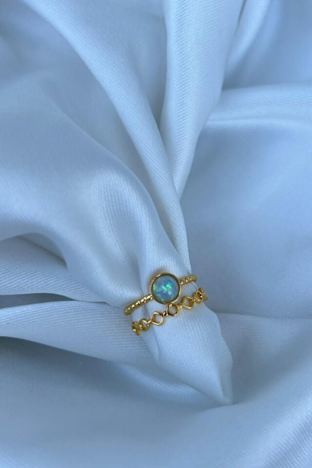 İkili Opal Taş Tasarım Model Yüzük