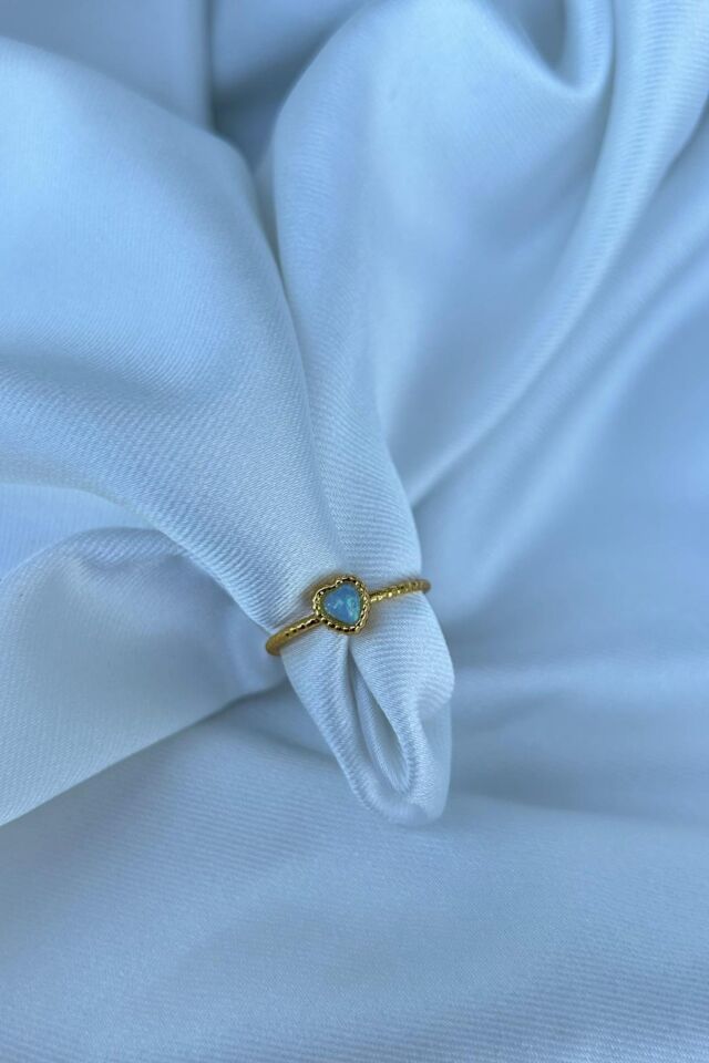 Minimal Kalp Model Opal Taş Yüzük