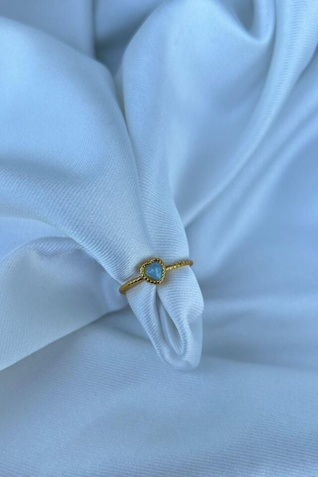 Minimal Kalp Model Opal Taş Yüzük
