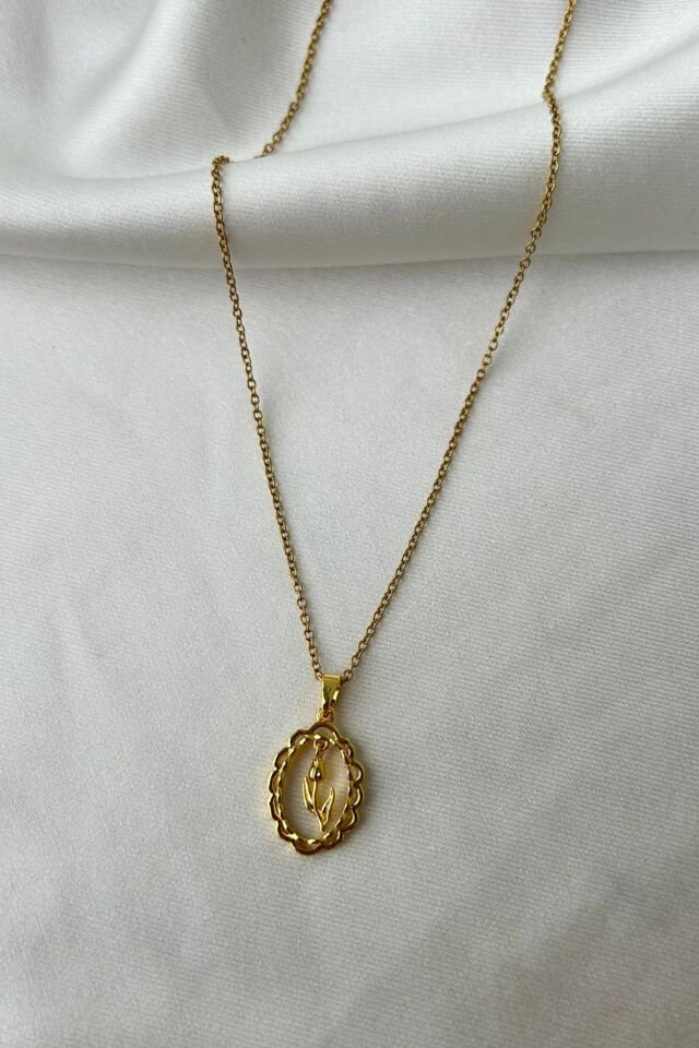 Lale Detaylı Vintage Kolye