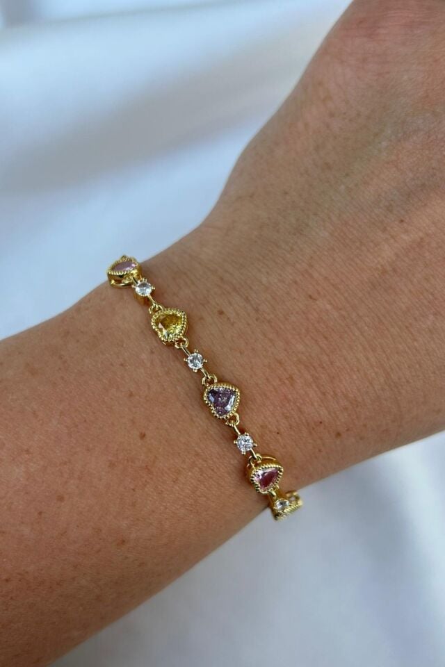 Renkli Kalp Model Bileklik