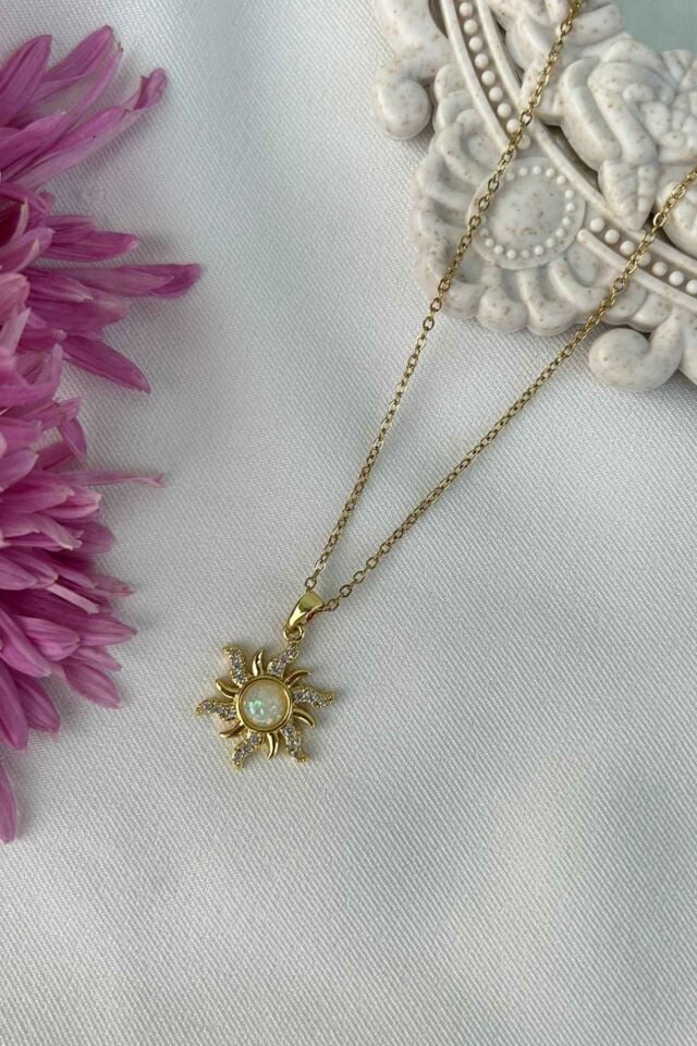 Taşlı Tasarım Güneş Kolye