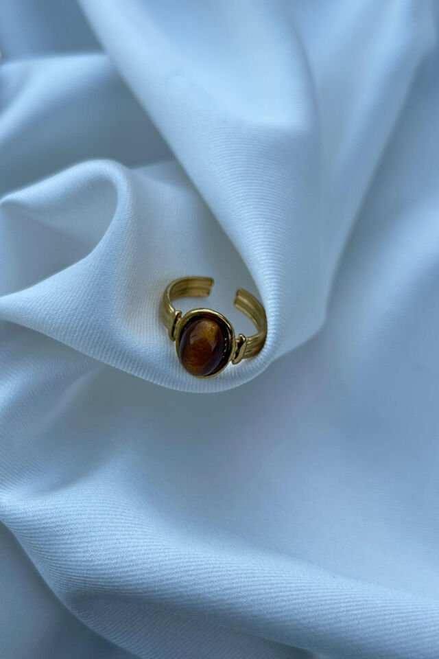 Kehribar Taş Model Vintage Yüzük