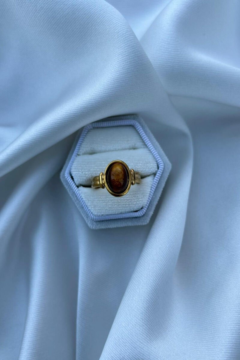 Kehribar Taş Model Vintage Yüzük