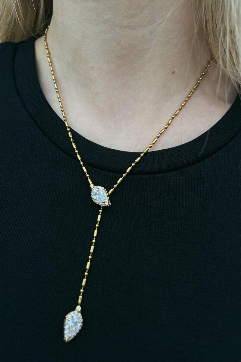 Kristal Taş Yılan Model Y kolye