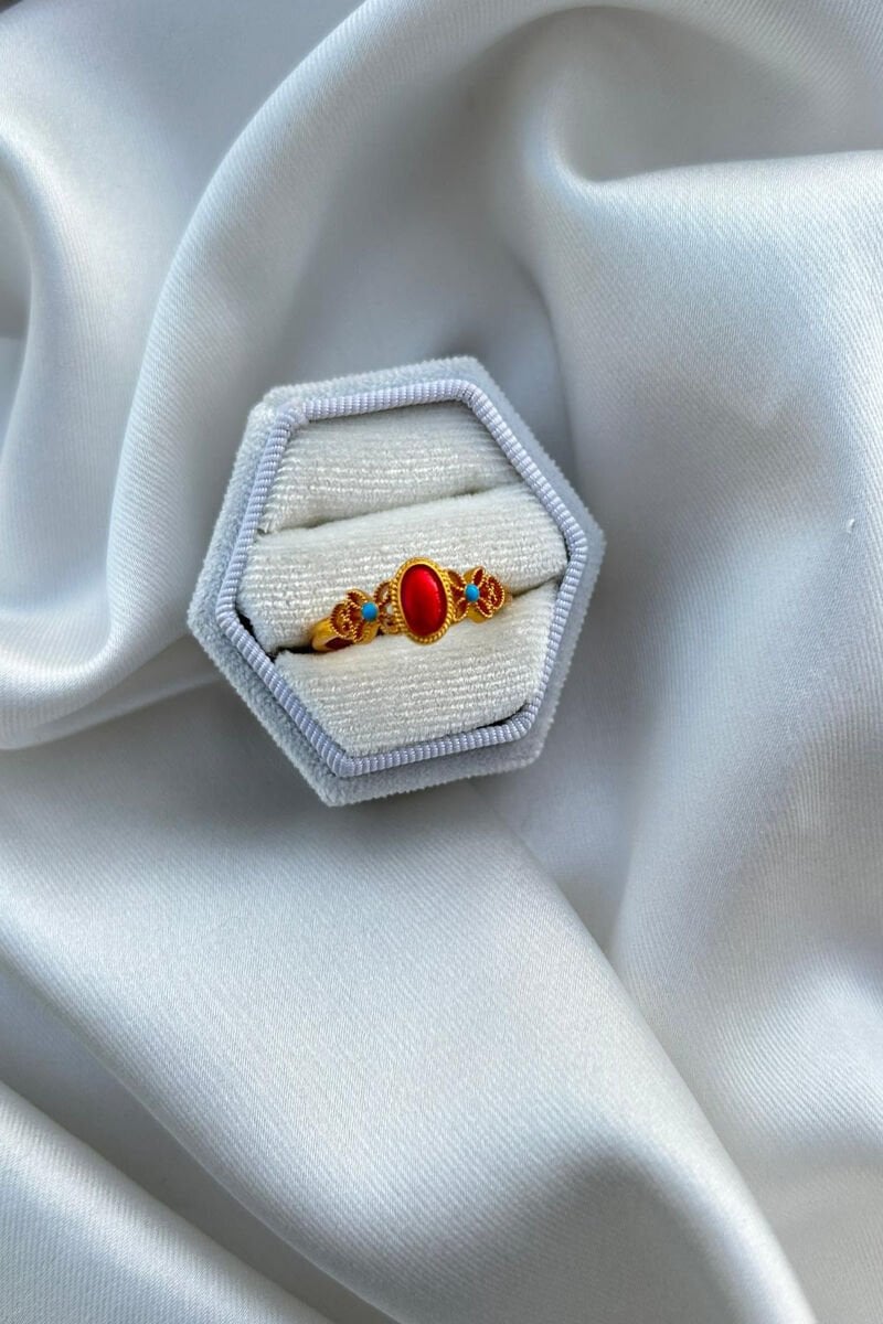 Vintage Model Çiçek İşlemeli Yüzük