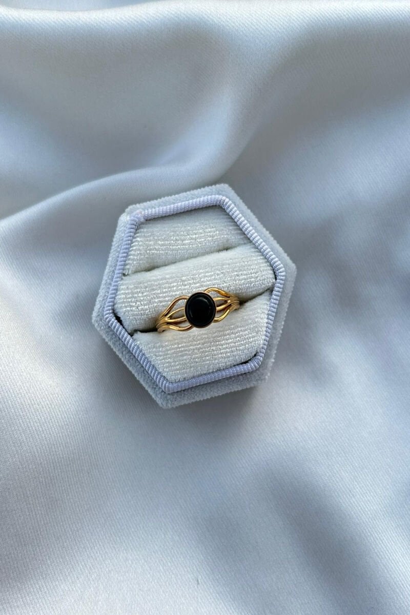 Siyah Taş Etnik Model Yüzük