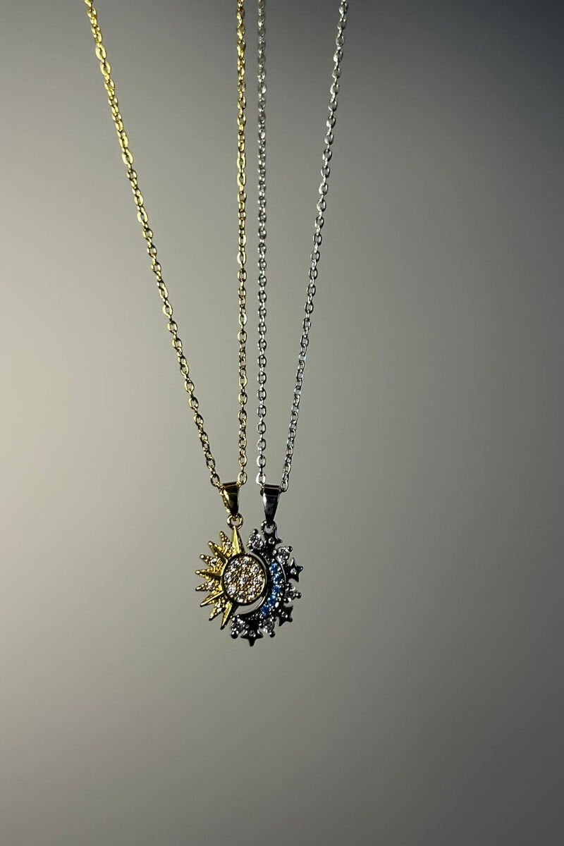 Güneş Ve Ay Mıknatıslı İkili Tasarım Kolye