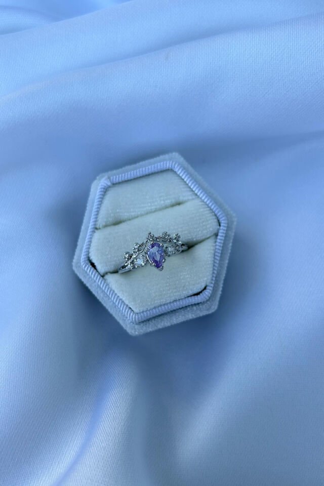 Damla Taş Parlak Model Tasarım Yüzük (Silver)
