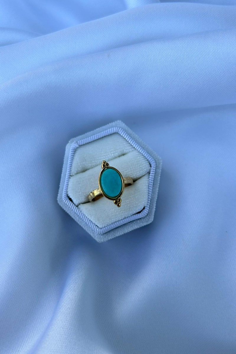 Vintage Model Mavi Plaka Tasarım Yüzük