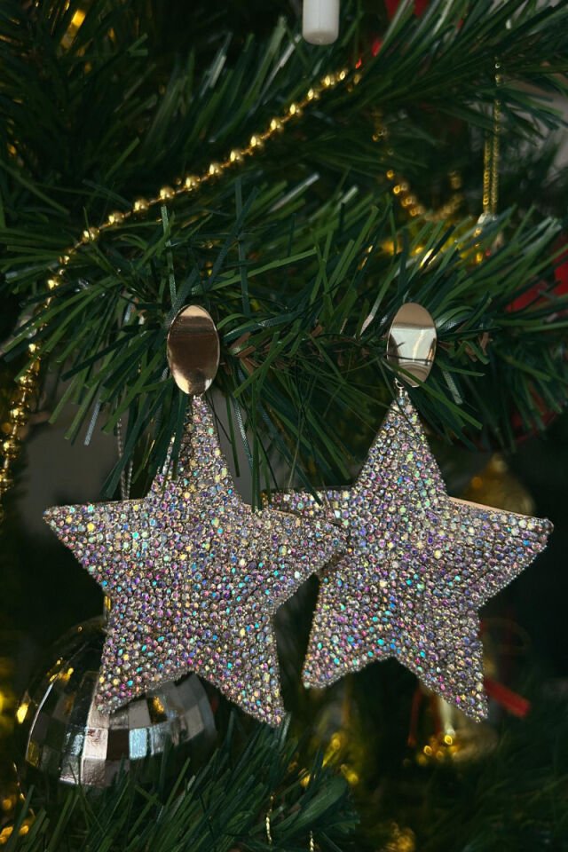 Büyük Yıldız Model Taşlı  Küpe