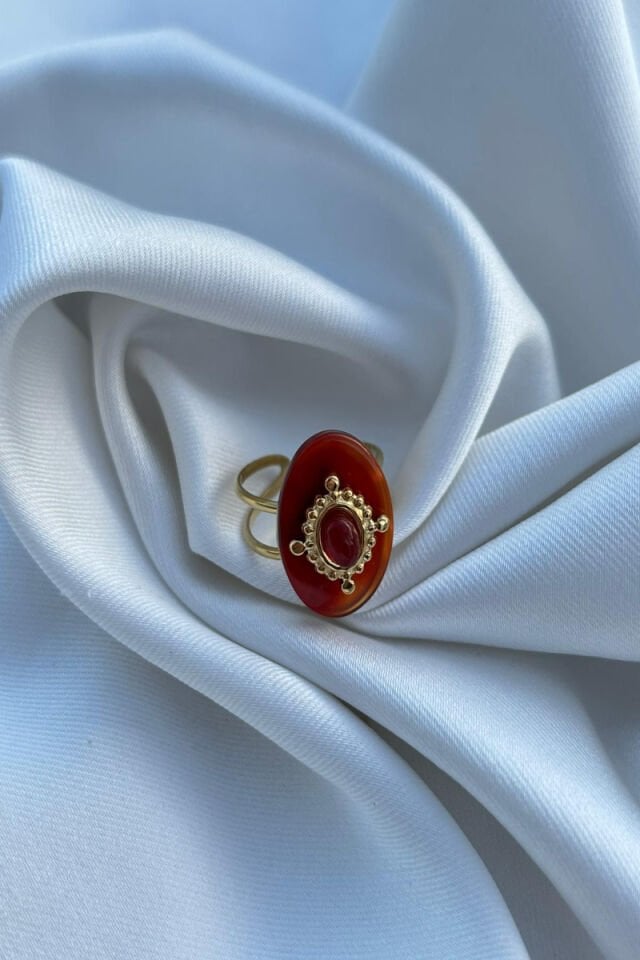 Etnik Model Büyük Kırmızı Yüzük