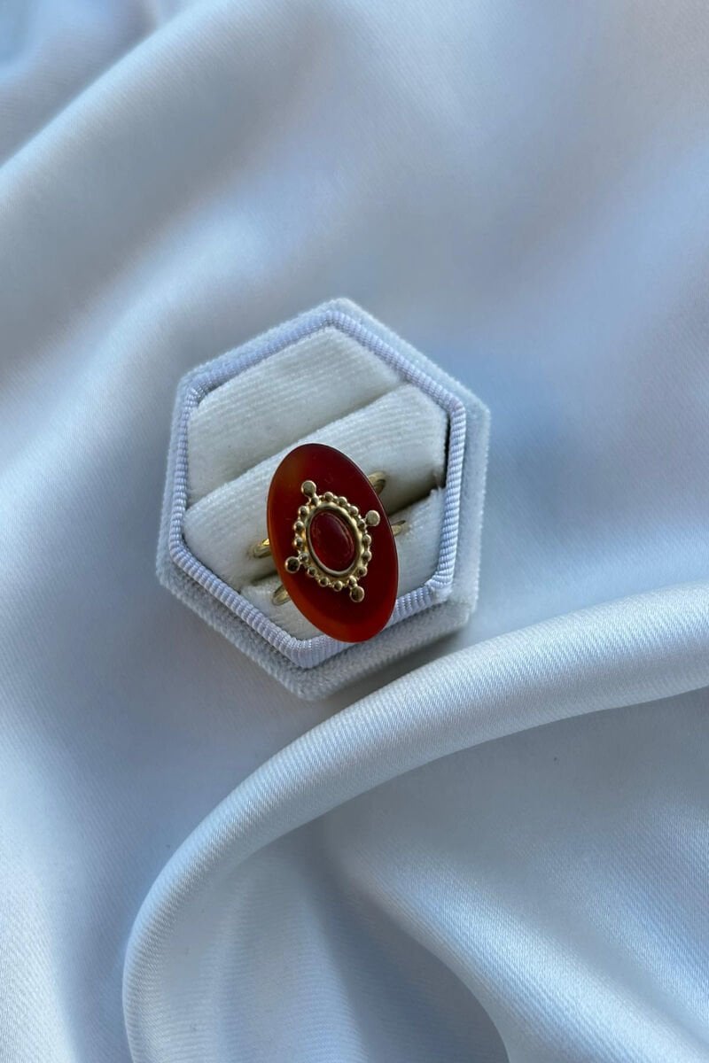 Etnik Model Büyük Kırmızı Yüzük