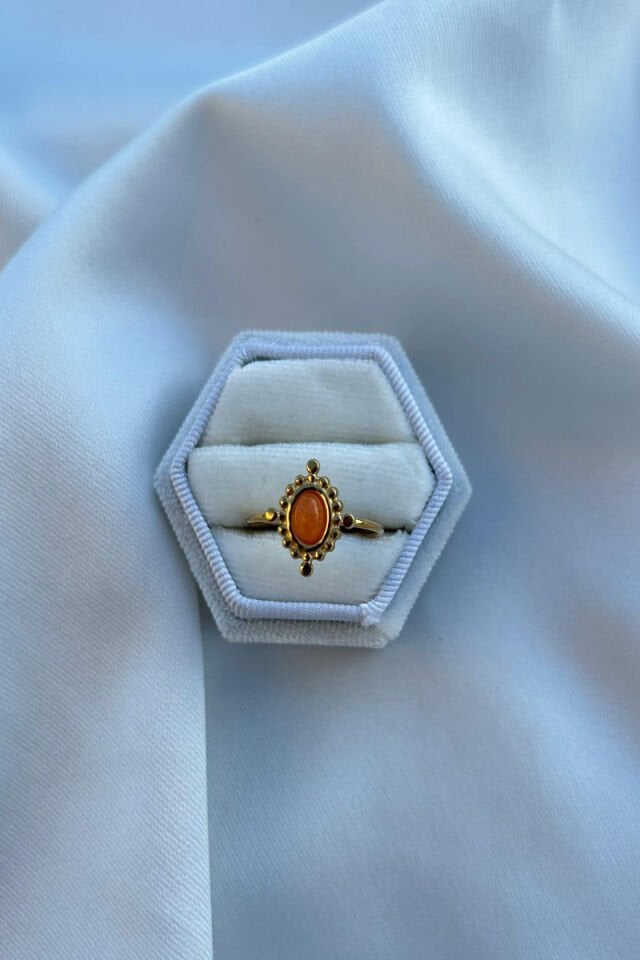 Etnik Model Turuncu  Taş Yüzük