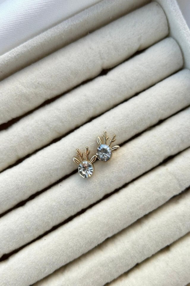 Kristal Taş Noel Temalı Minimal Küpe