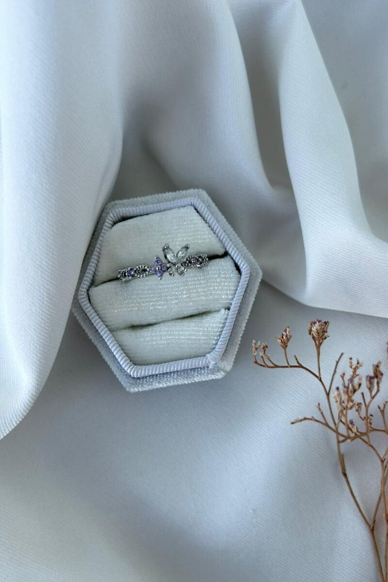 Kelebek Detaylı Minimal Model Yüzük (Silver)