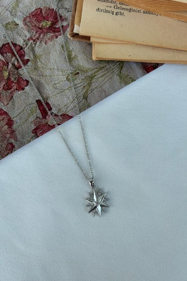 Kutup Yıldızı Tasarım Model Kolye(silver)