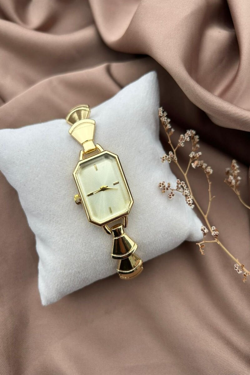 Dikdörtgen Model Tasarım Saat (gold)
