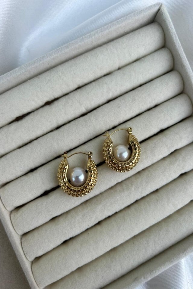 İnci Detaylı Vintage Model Küpe