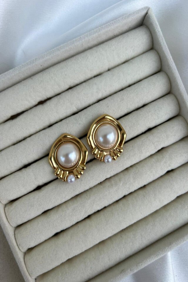 İnci Model Tasarım Gold Küpe