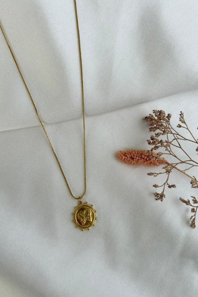 Kelebek Detaylı Vintage Model Kolye