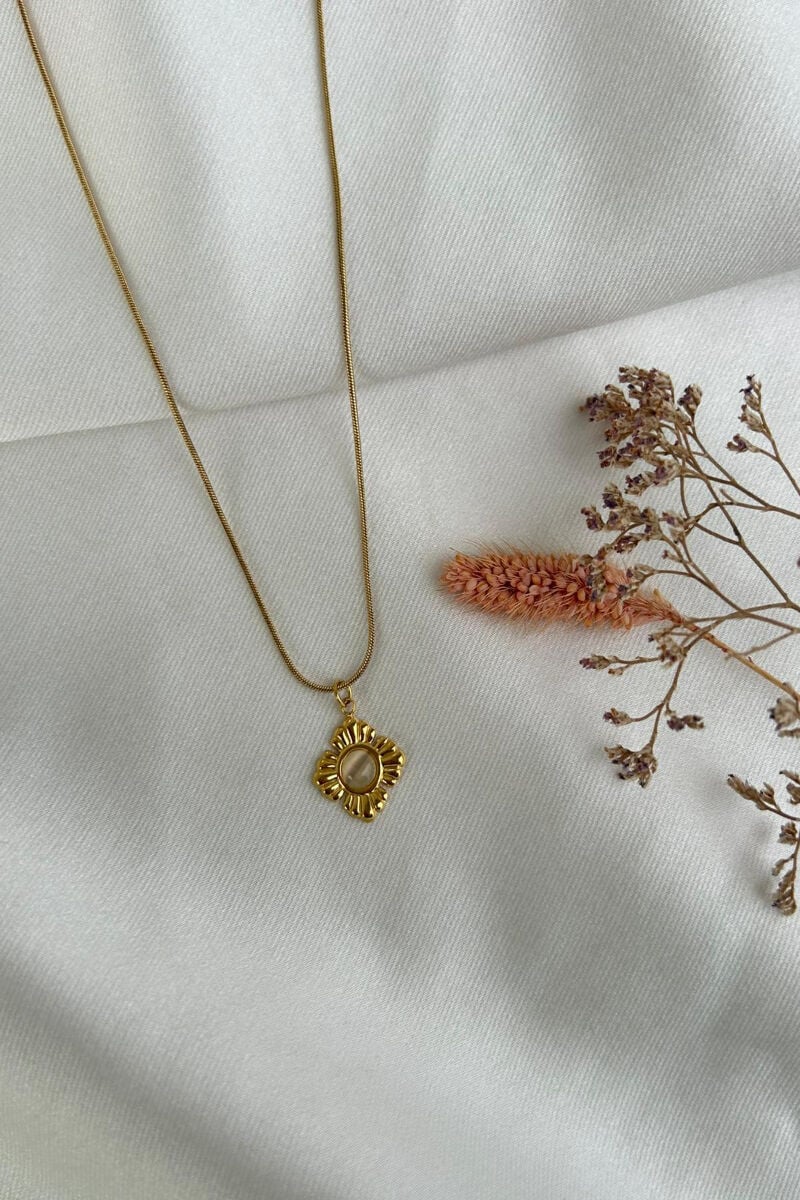 Ay Taşı Yonca Model Minimal Kolye