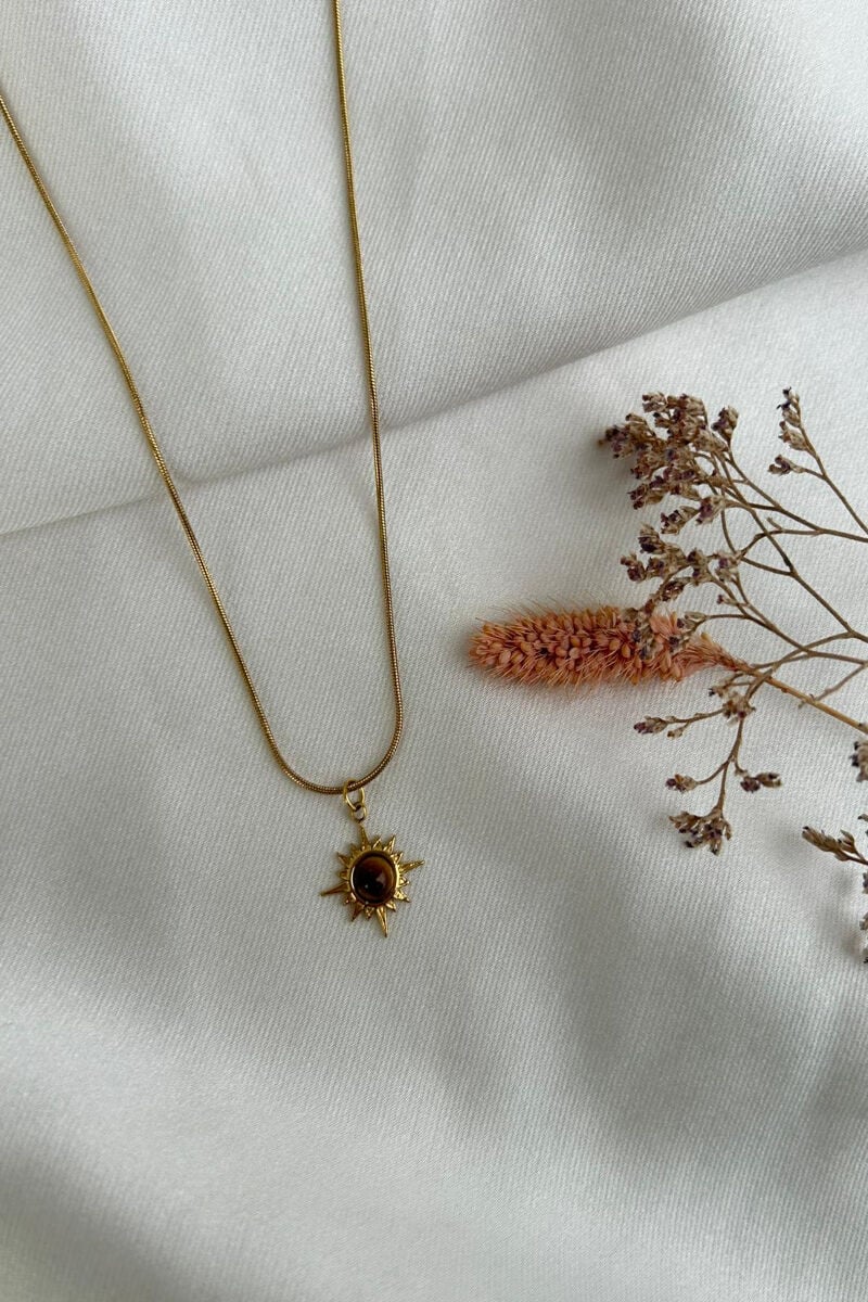 Kehribar Taş Kutup Yıldızı Kolye