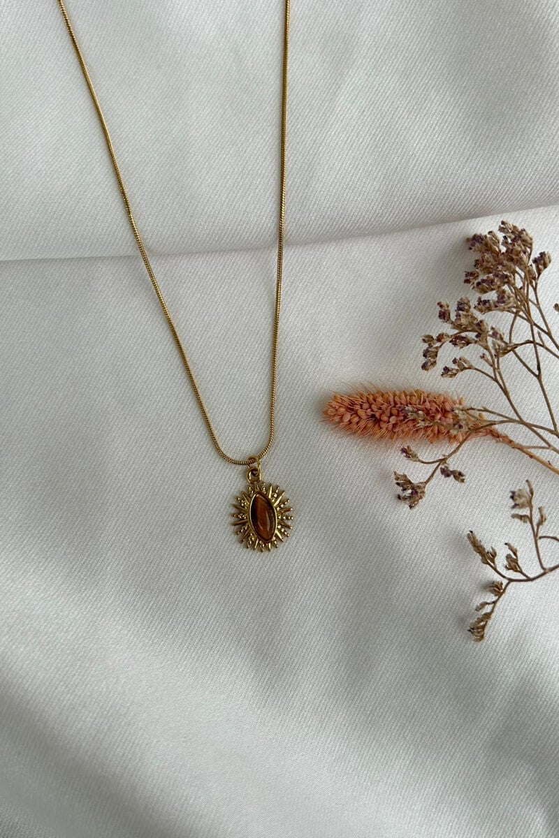 Kehribar Taş Tasarım Model Kolye