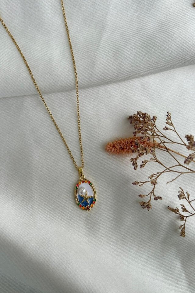 Deniz Yıldızı Detaylı Sanat Kolye