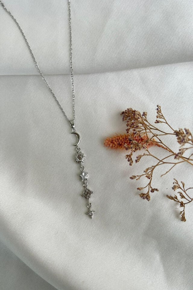 Minimal Güneş Hilal Ay Kolye (silver)