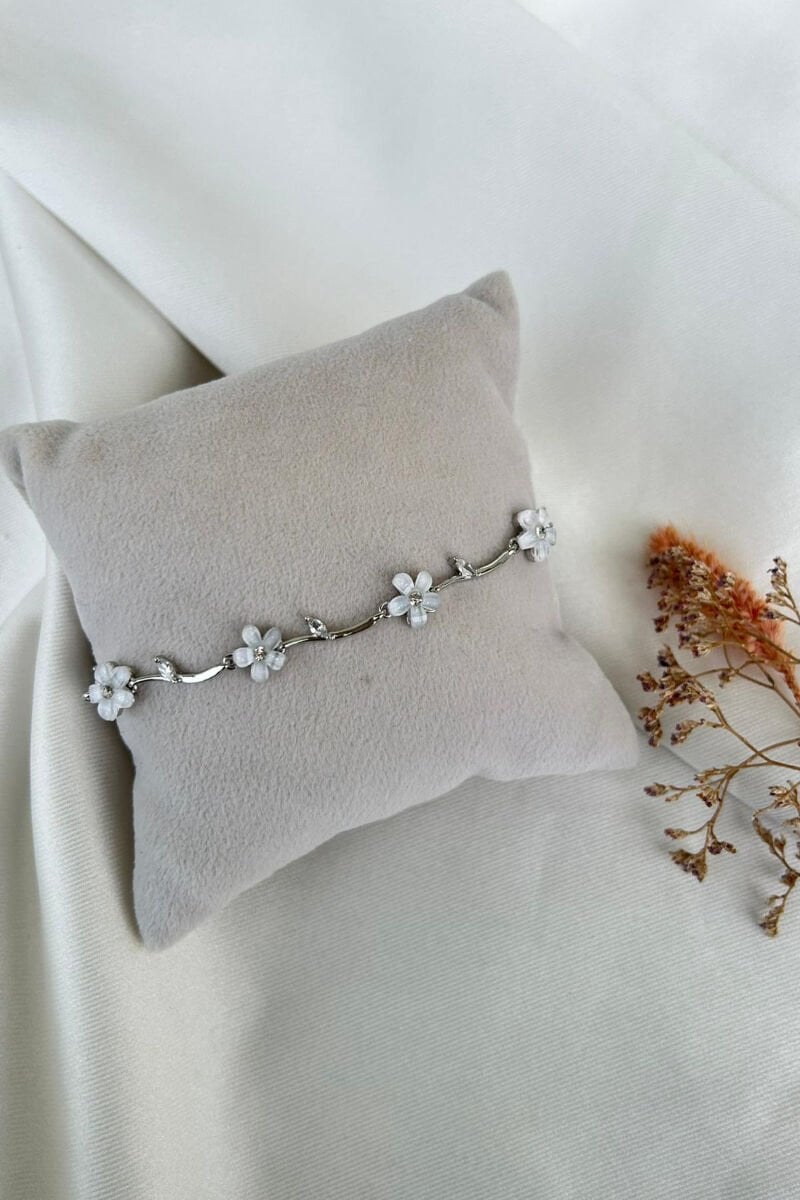 Sedefli Çiçek Detaylı Tasarım Bileklik